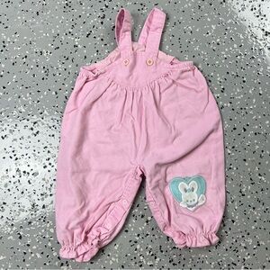VTG Health-Tex Pink Kids Overalls with Bunny Patch